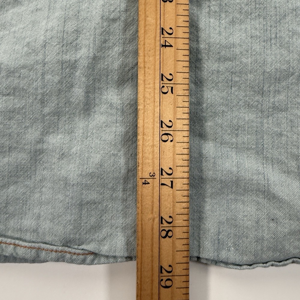 GUESS Denim Western Pearl‎ Snap Button Up Long Sleeve Shirt Mens Large Blue - Picture 13 of 15